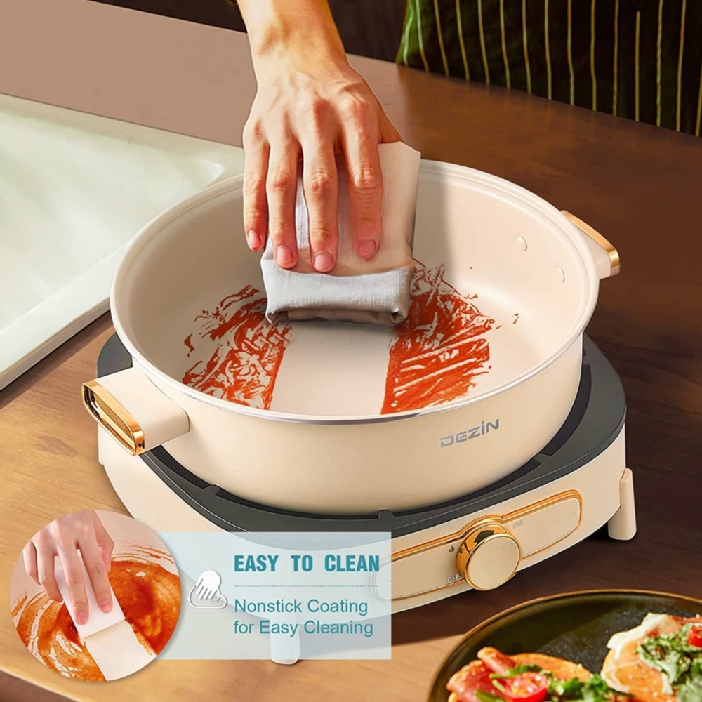 Dezin 4L Electric Non-Stick Cooking Hot Pot Party Family Meal Tempered Glass Lid - Picture 6 of 8
